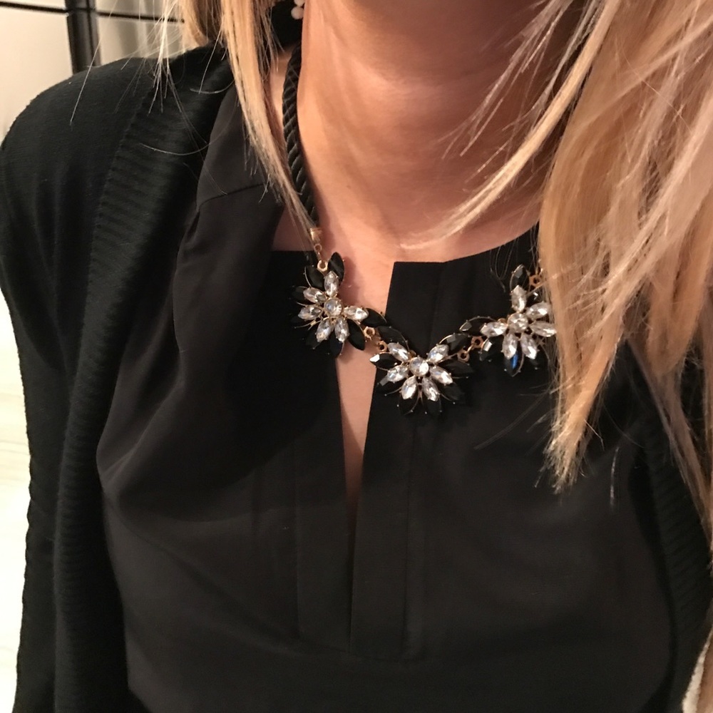 Black Statement Necklace w/rope chain